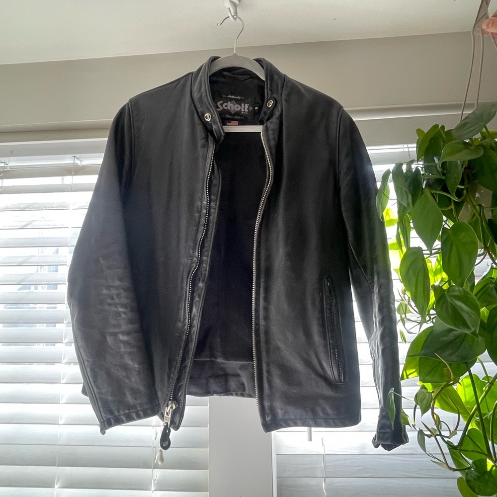 Schott Black Leather Jacket for Men